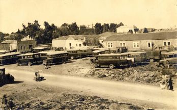 Jerusalem central bus station, 1930, where my father Yusef Nammar parked stored his bus.